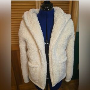 Hollister Women's Off-White Teddy Jacket